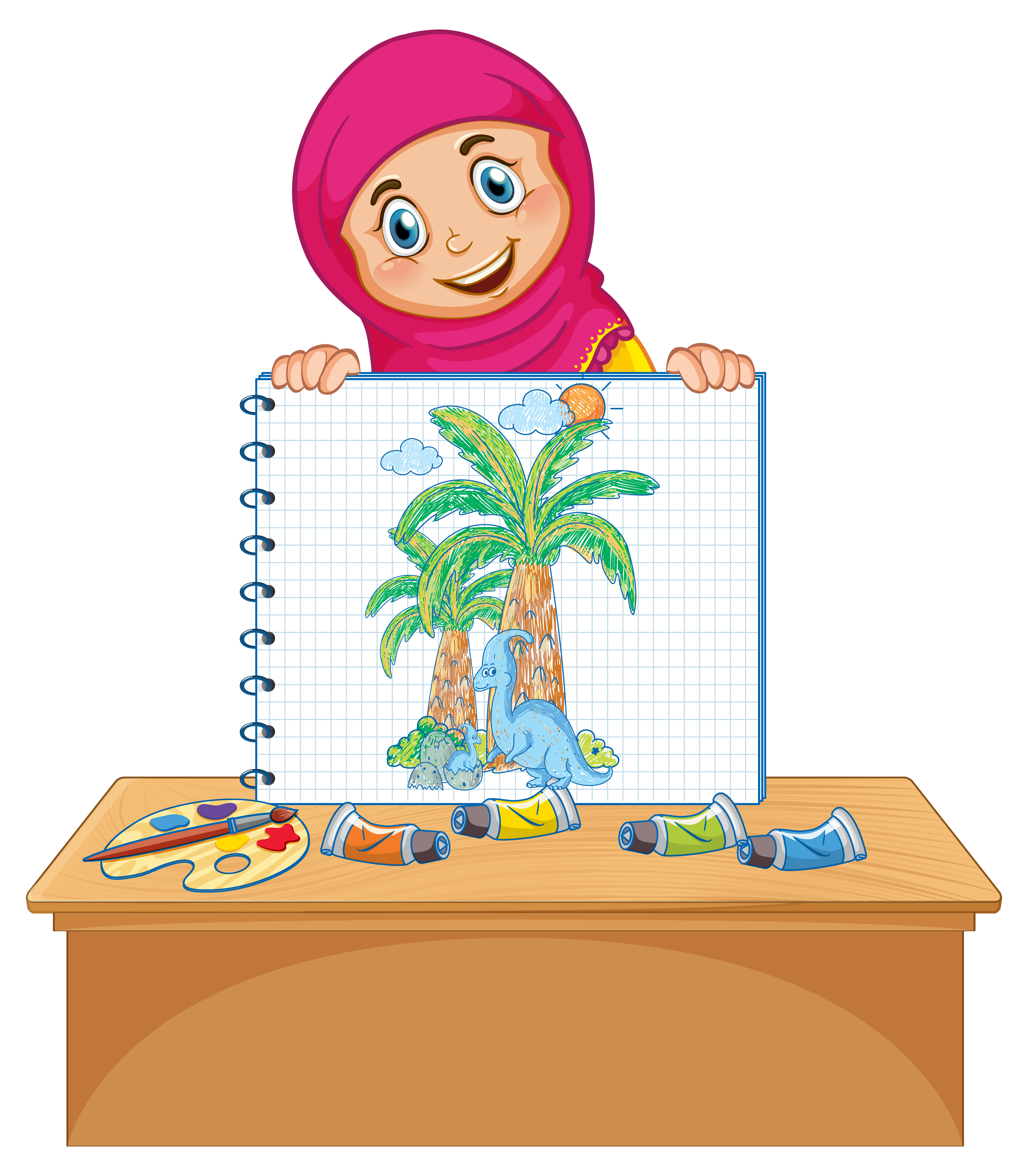 A Girl Holding Notebook With a Doodle Sketch Design