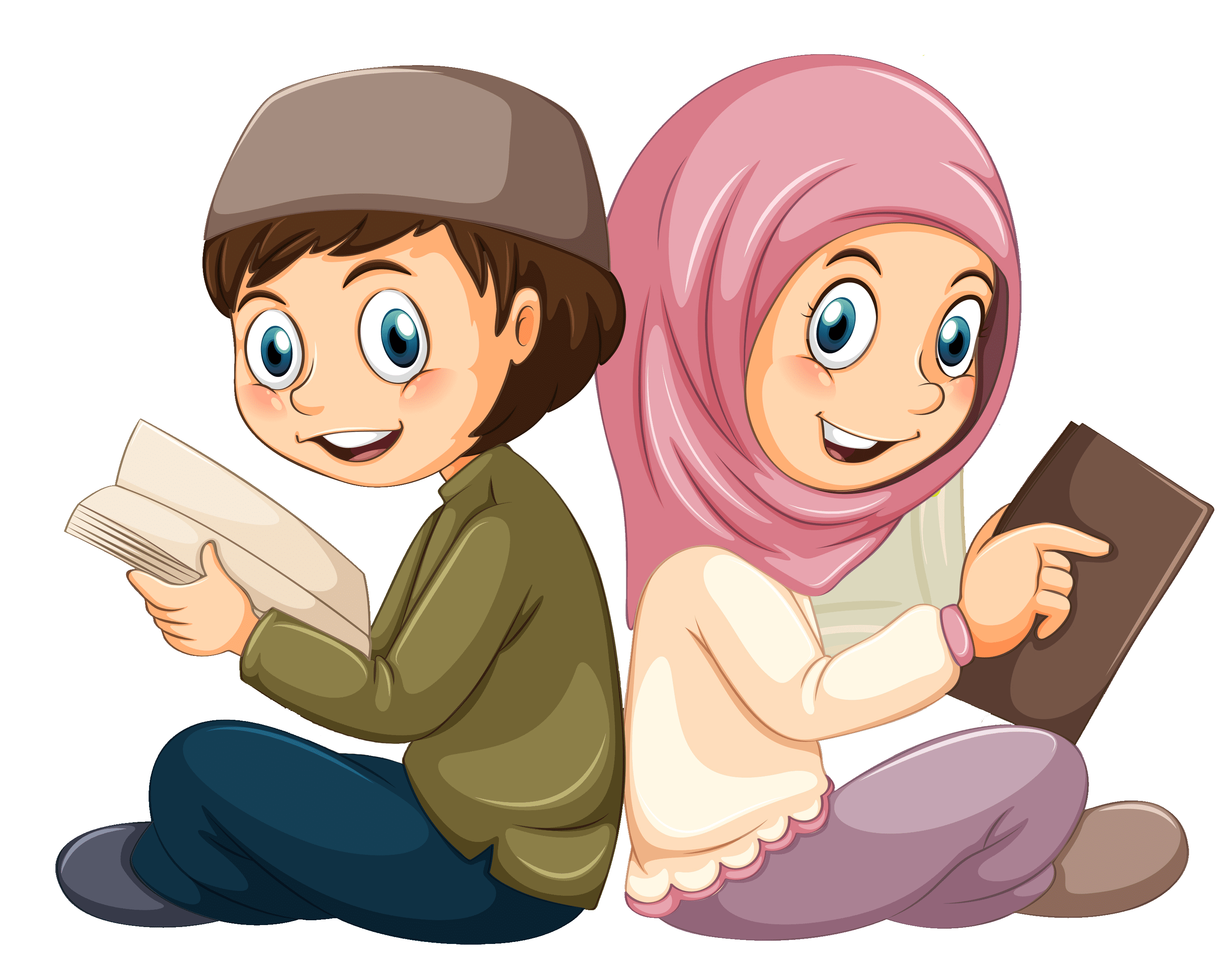 Muslim Children Engrossed in Reading a Book, Showcasing the Importance of Education and Fostering a Love for Learning.
