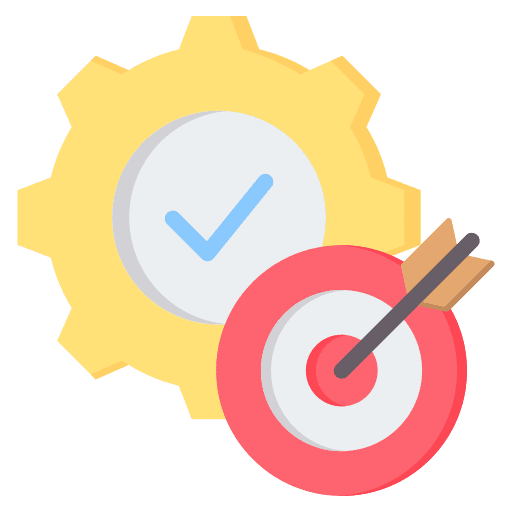 A Gear Wheel and a Target With an Arrow, Representing Precision and Alignment in a Mechanical System.